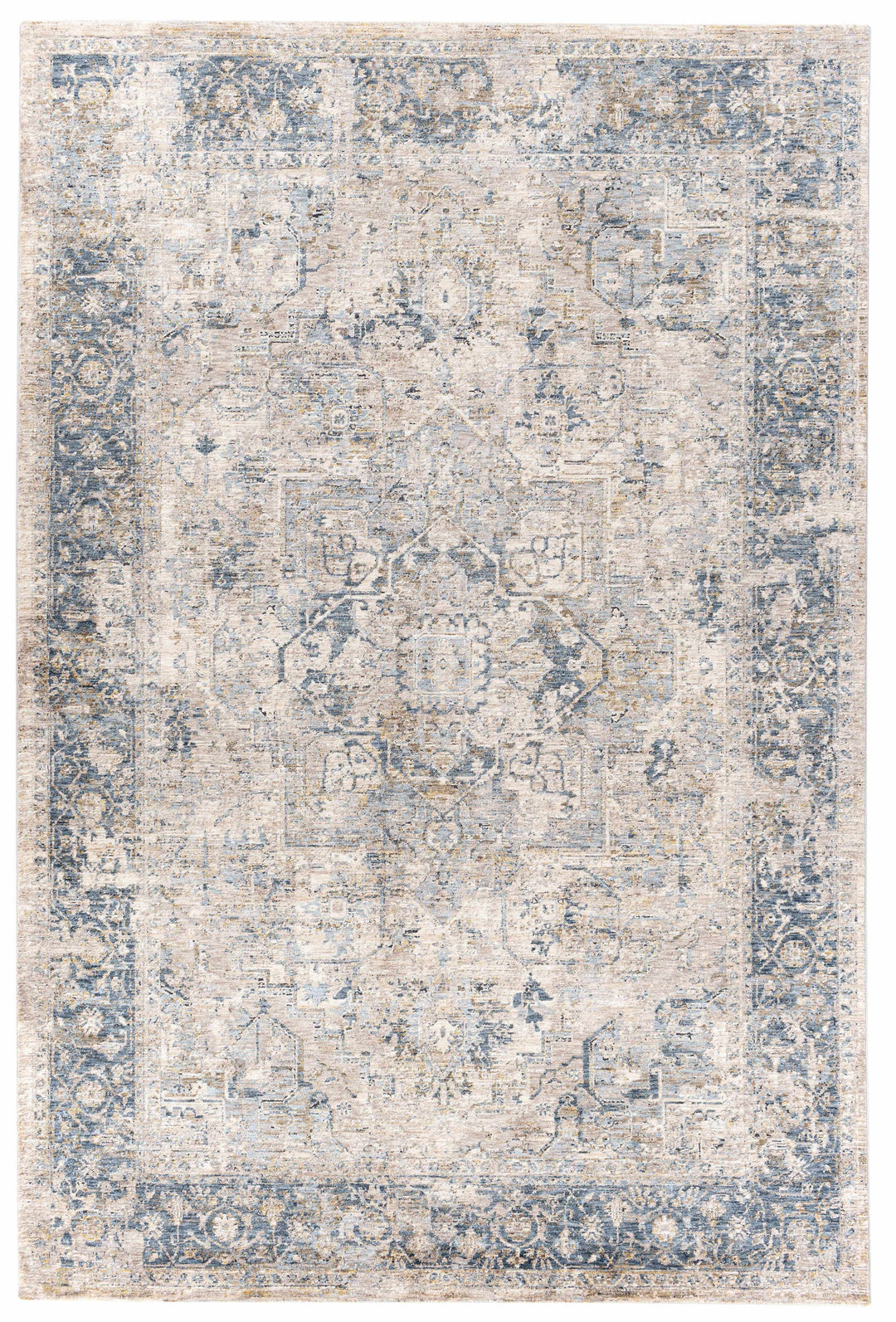 Magrath Traditional Style Beige And Blue Area Rug