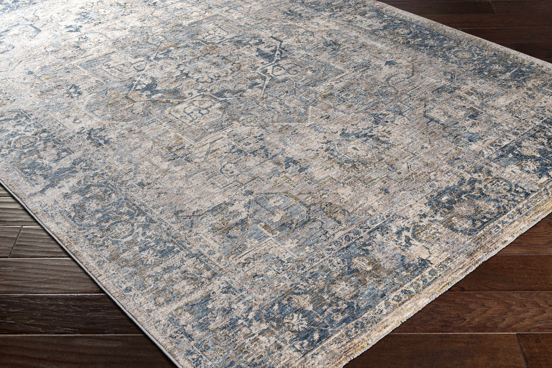 Magrath Traditional Style Beige And Blue Area Rug