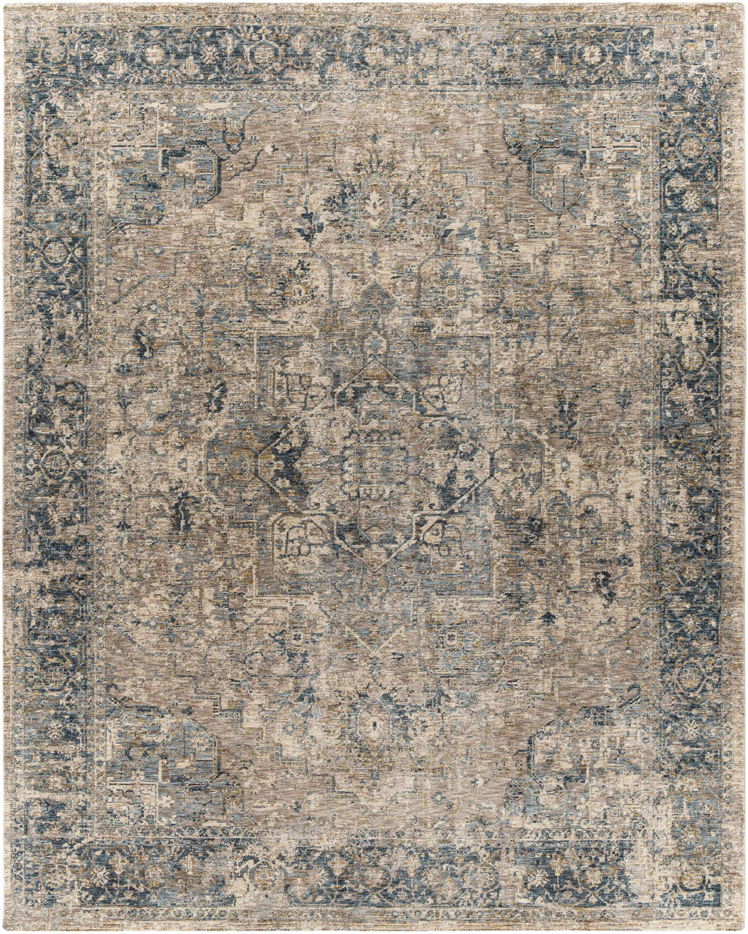 Magrath Traditional Style Beige And Blue Area Rug