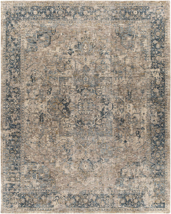 Magrath Traditional Style Beige And Blue Area Rug