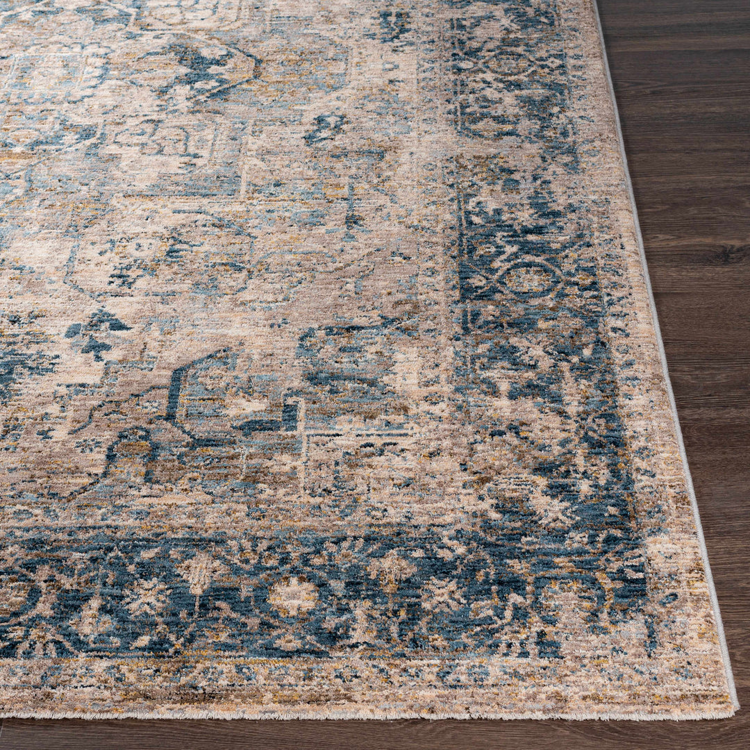 Magrath Traditional Style Beige And Blue Area Rug