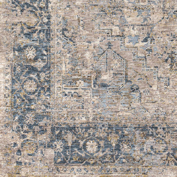 Magrath Traditional Style Beige And Blue Area Rug