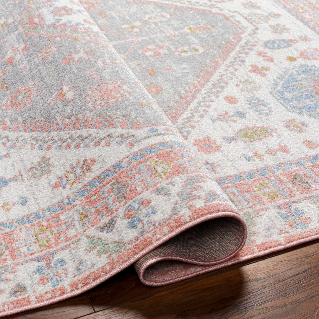 Maha Ivory And Peach Traditional Style Washable Area Rug - The Rug Decor