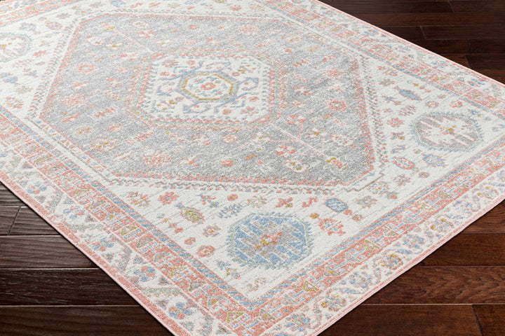 Maha Ivory And Peach Traditional Style Washable Area Rug - The Rug Decor