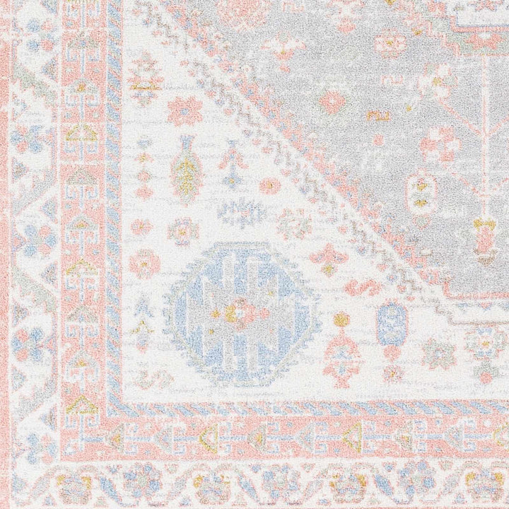 Maha Ivory And Peach Traditional Style Washable Area Rug - The Rug Decor