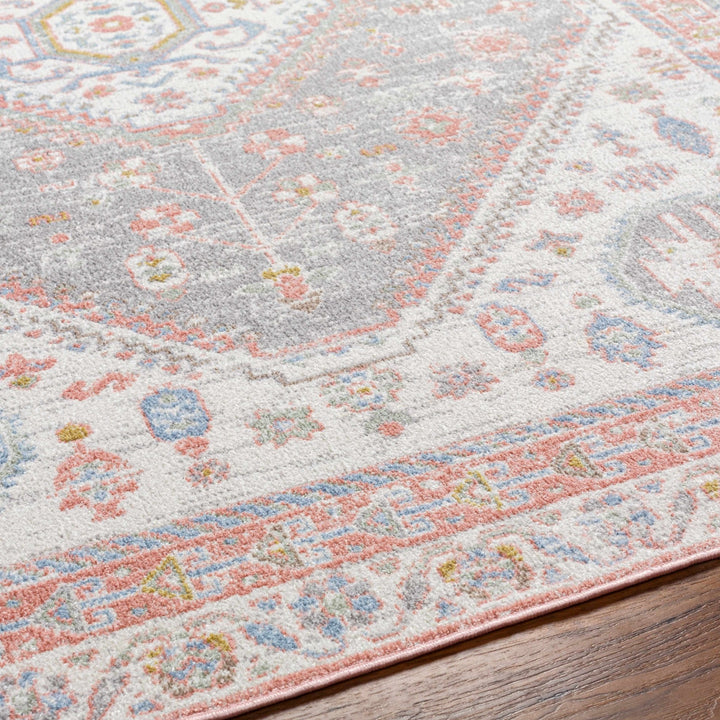 Maha Ivory And Peach Traditional Style Washable Area Rug - The Rug Decor