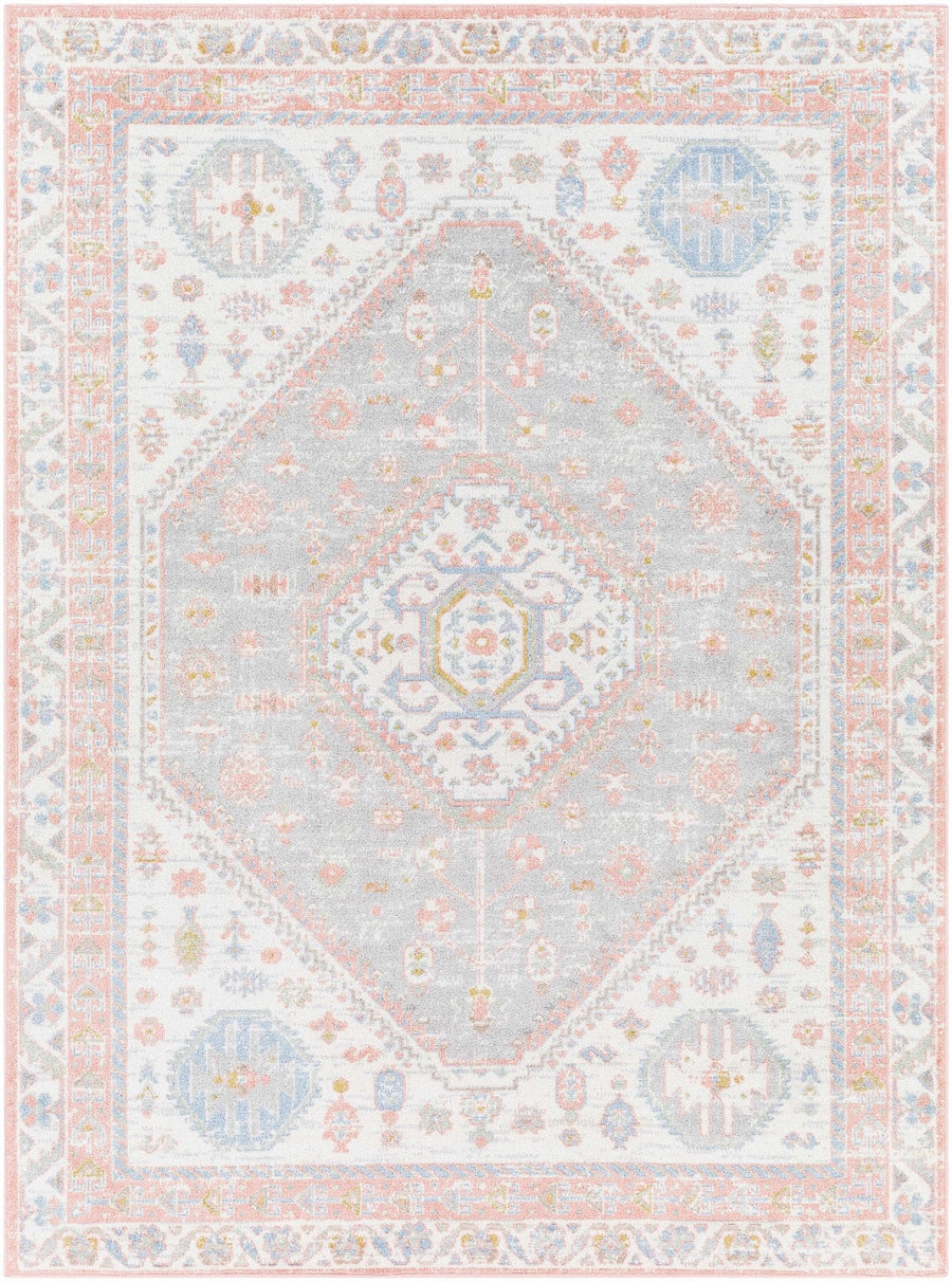 Maha Ivory And Peach Traditional Style Washable Area Rug - The Rug Decor