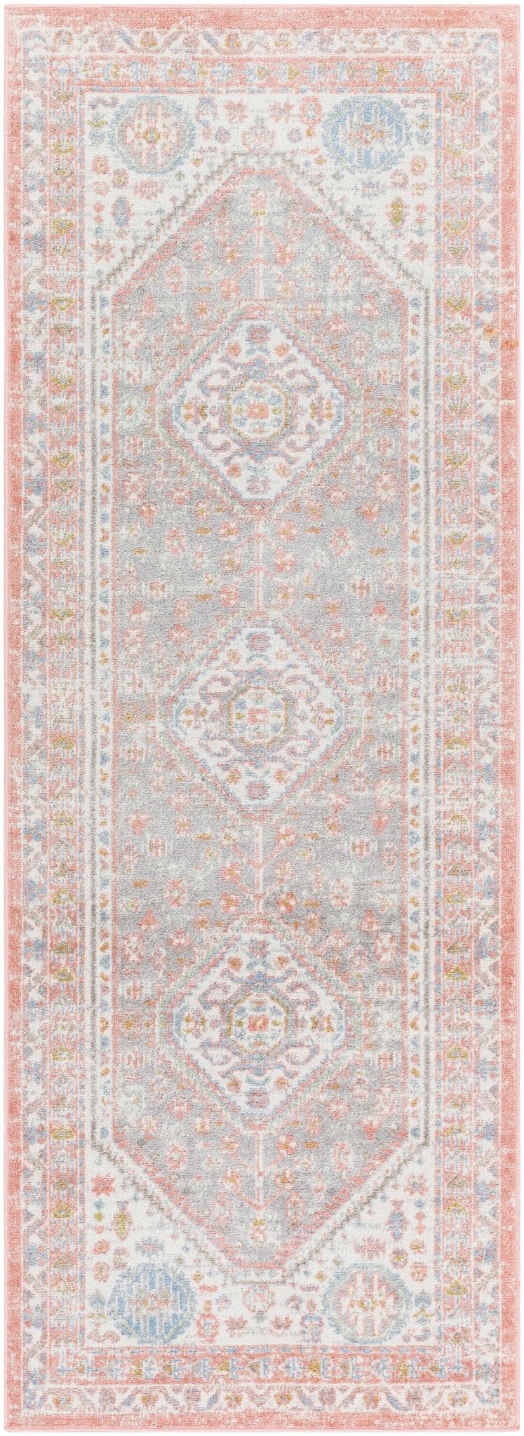 Maha Ivory And Peach Traditional Style Washable Area Rug - The Rug Decor
