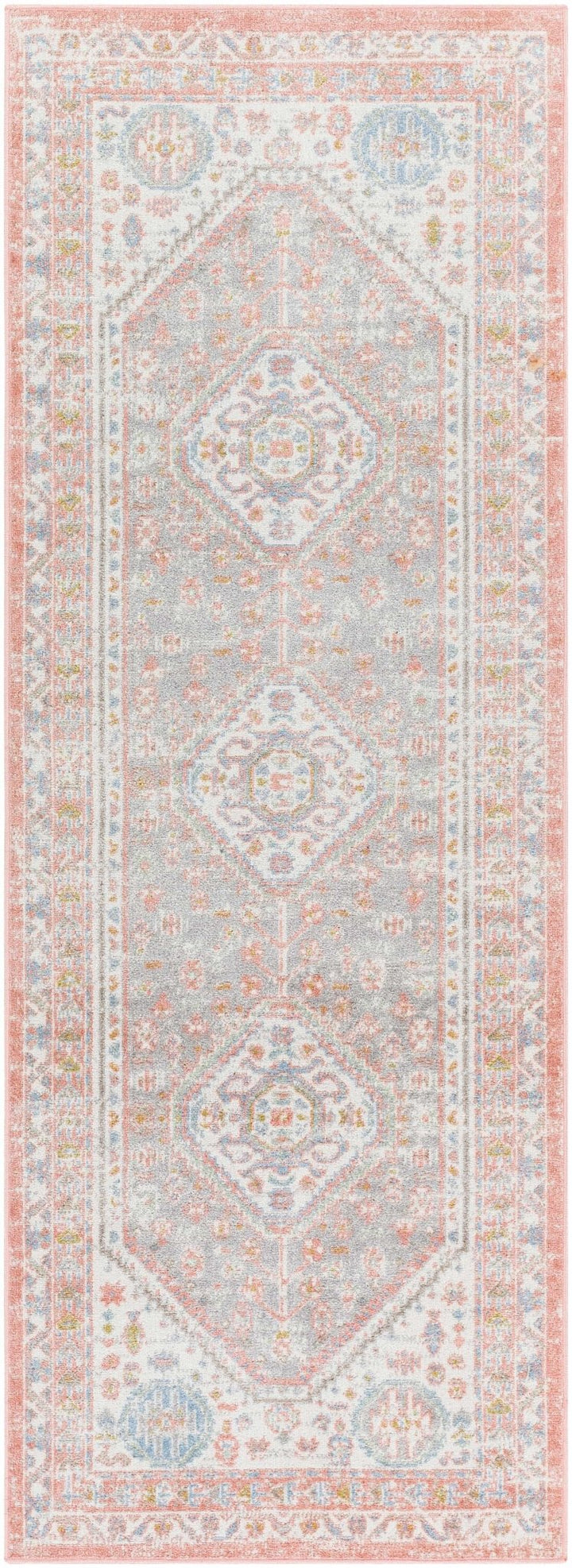 Maha Ivory And Peach Traditional Style Washable Area Rug - The Rug Decor