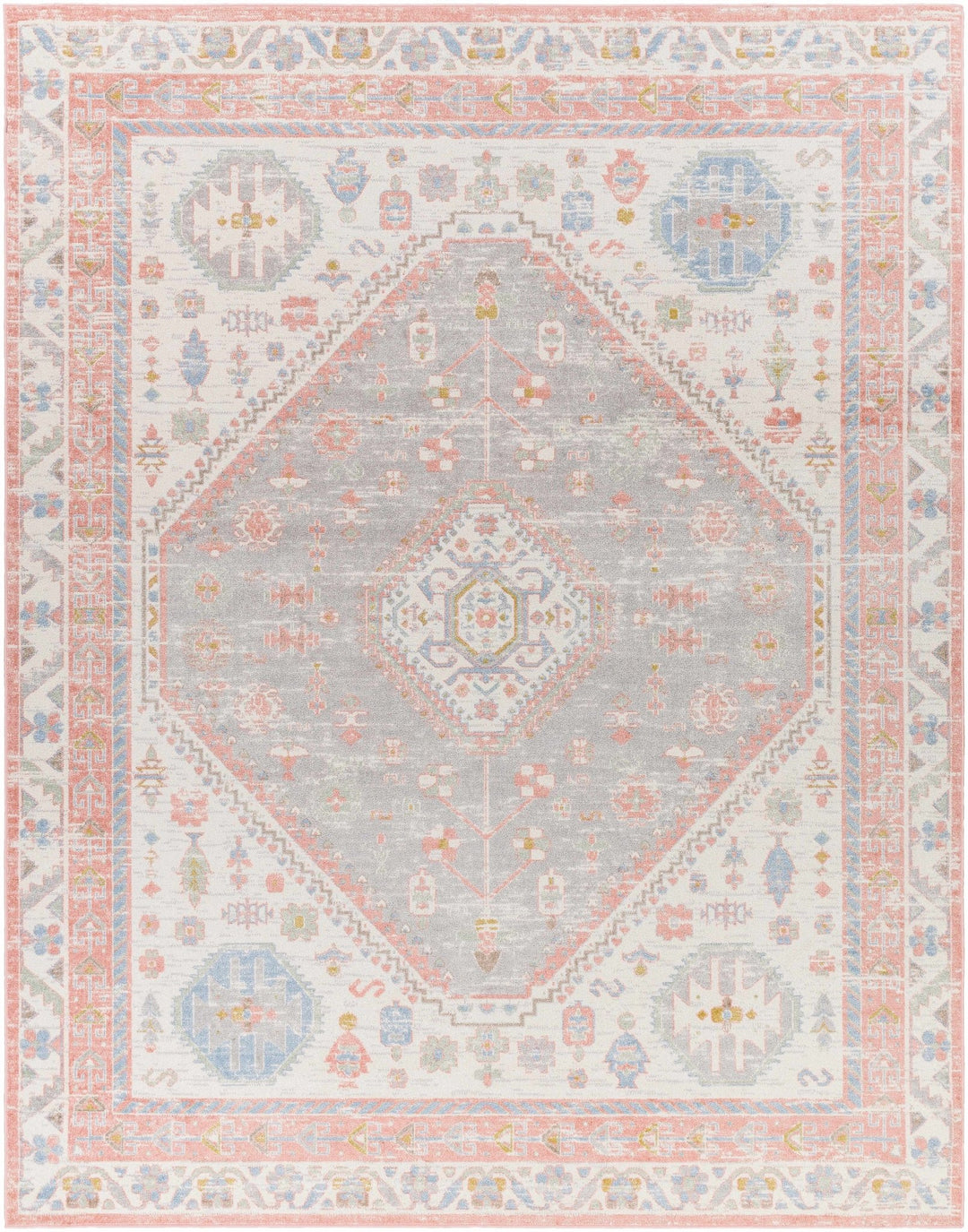 Maha Ivory And Peach Traditional Style Washable Area Rug - The Rug Decor