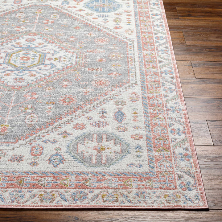 Maha Ivory And Peach Traditional Style Washable Area Rug - The Rug Decor