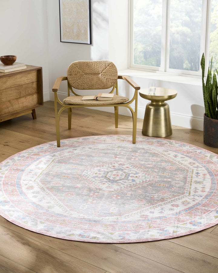 Maha Ivory And Peach Traditional Style Washable Area Rug - The Rug Decor
