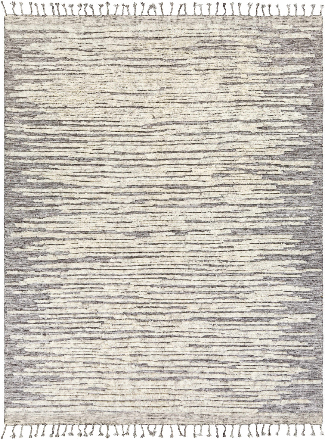 Mahaffey Ivory And Gray Modern Style Hand Knotted Area Rug