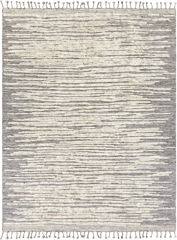 Mahaffey Ivory And Gray Modern Style Hand Knotted Area Rug