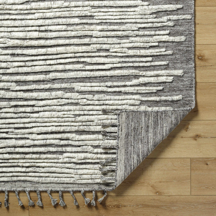 Mahaffey Ivory And Gray Modern Style Hand Knotted Area Rug