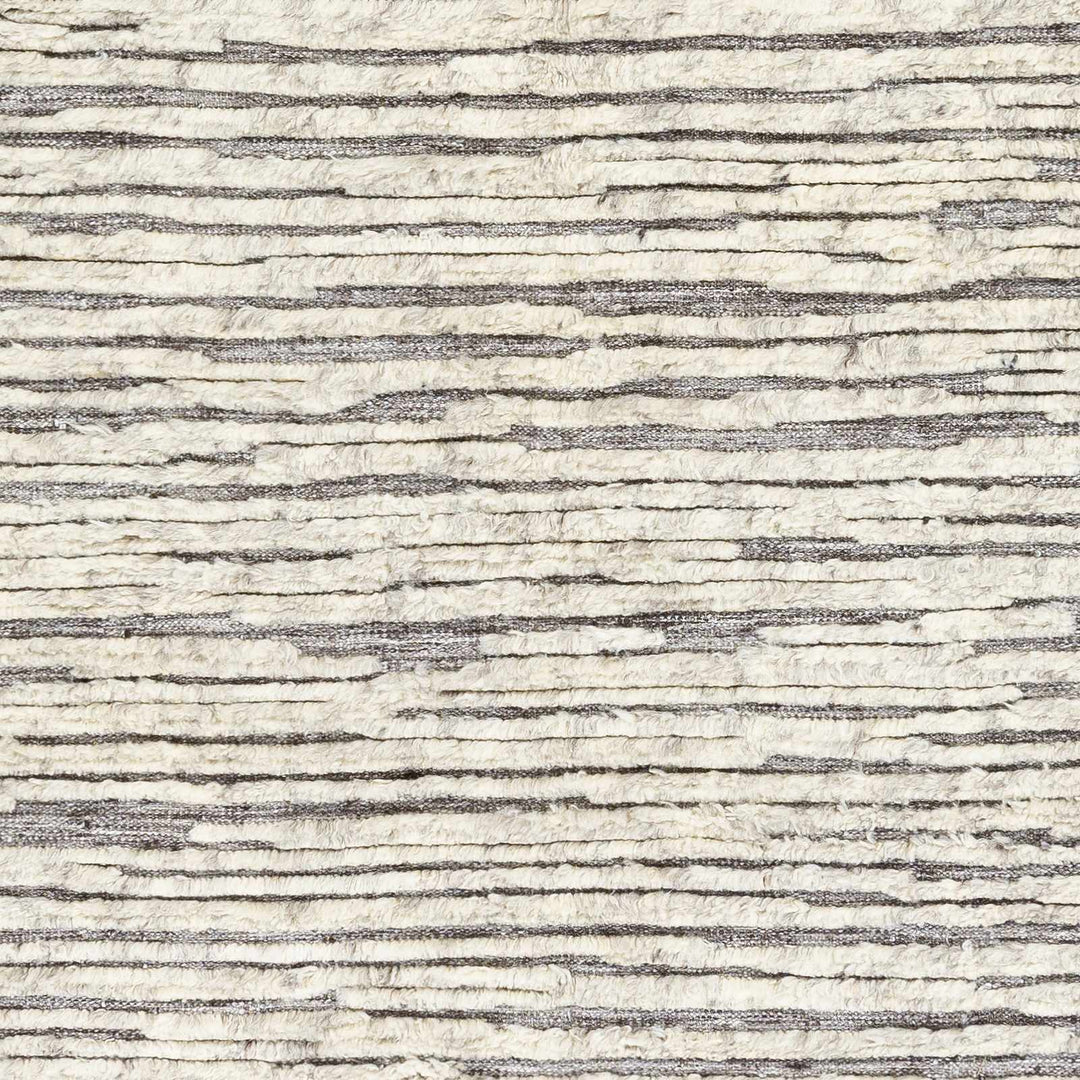 Mahaffey Ivory And Gray Modern Style Hand Knotted Area Rug