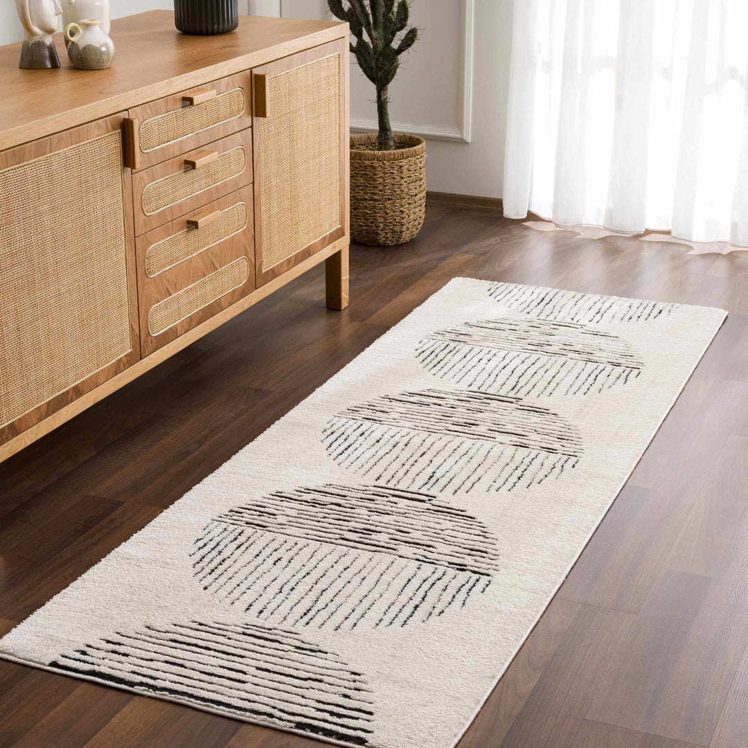 Mahsa Modern Geometric Design Cream And Black Rug - The Rug Decor