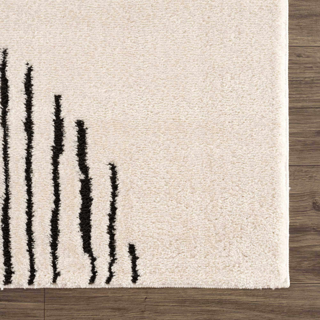 Mahsa Modern Geometric Design Cream And Black Rug - The Rug Decor