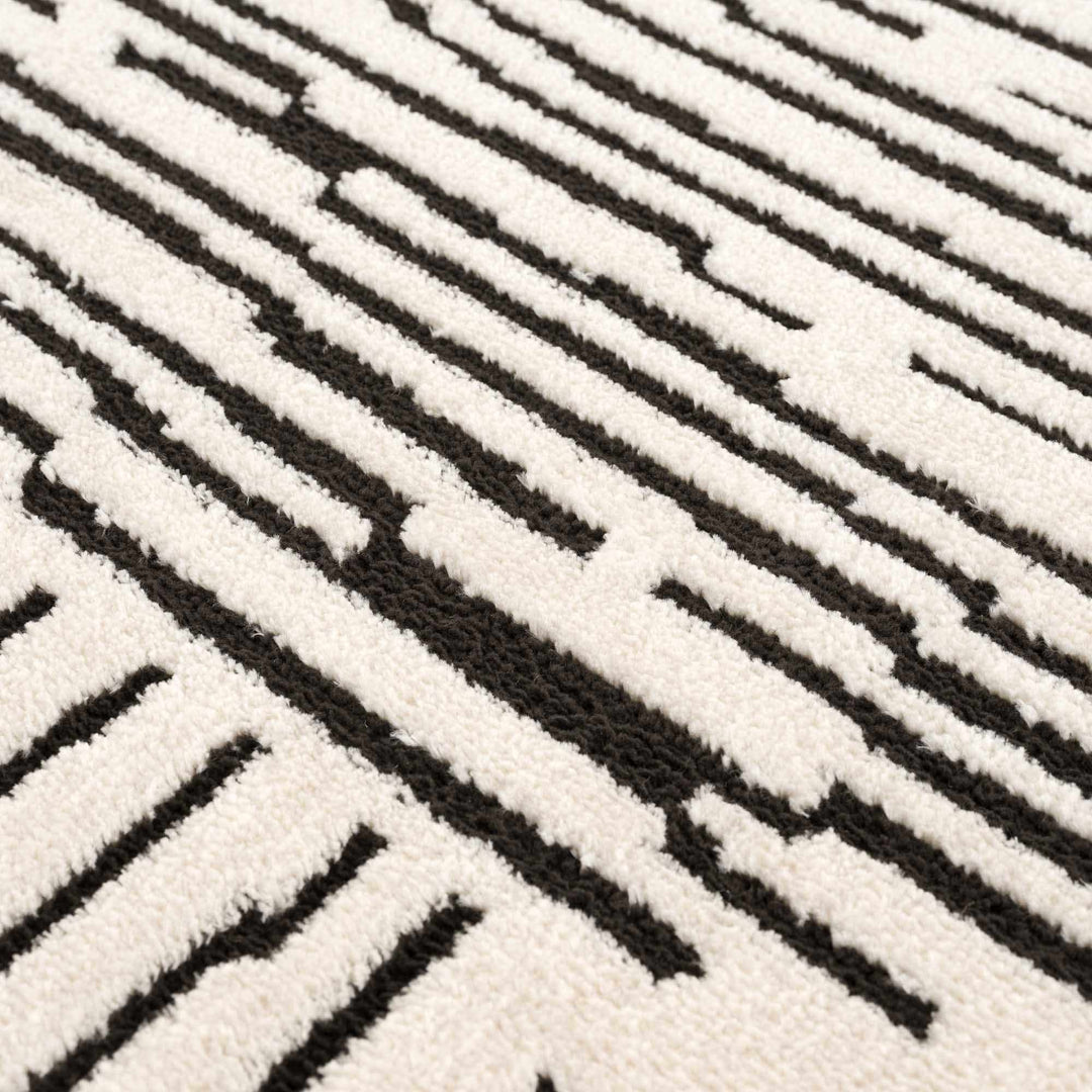Mahsa Modern Geometric Design Cream And Black Rug - The Rug Decor