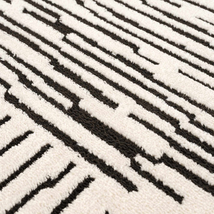 Mahsa Modern Geometric Design Cream And Black Rug - The Rug Decor