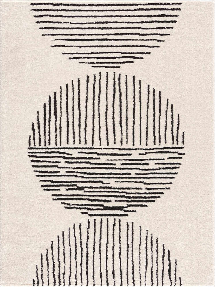 Mahsa Modern Geometric Design Cream And Black Rug - The Rug Decor