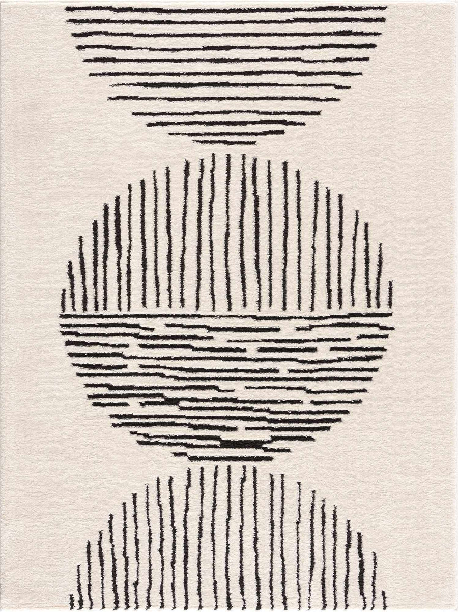 Mahsa Modern Geometric Design Cream And Black Rug - The Rug Decor