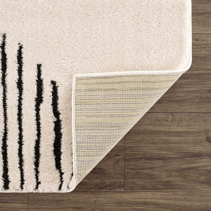 Mahsa Modern Geometric Design Cream And Black Rug - The Rug Decor