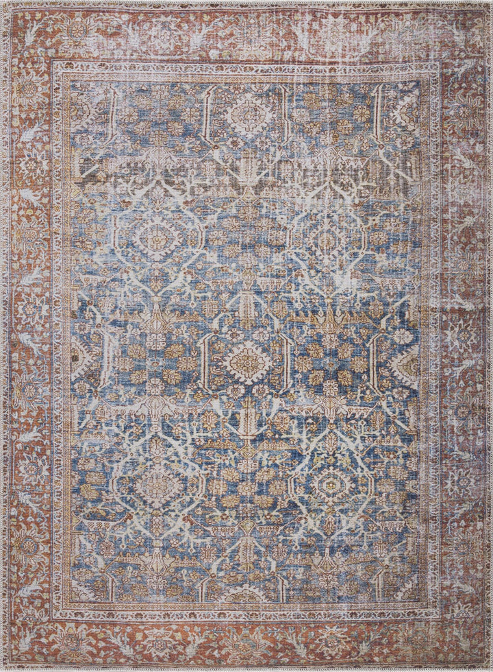 Mair Traditional Brown And Blue Washable Area Rug - The Rug Decor