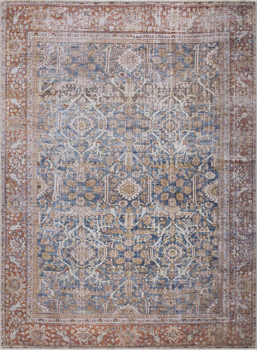 Mair Traditional Brown And Blue Washable Area Rug - The Rug Decor