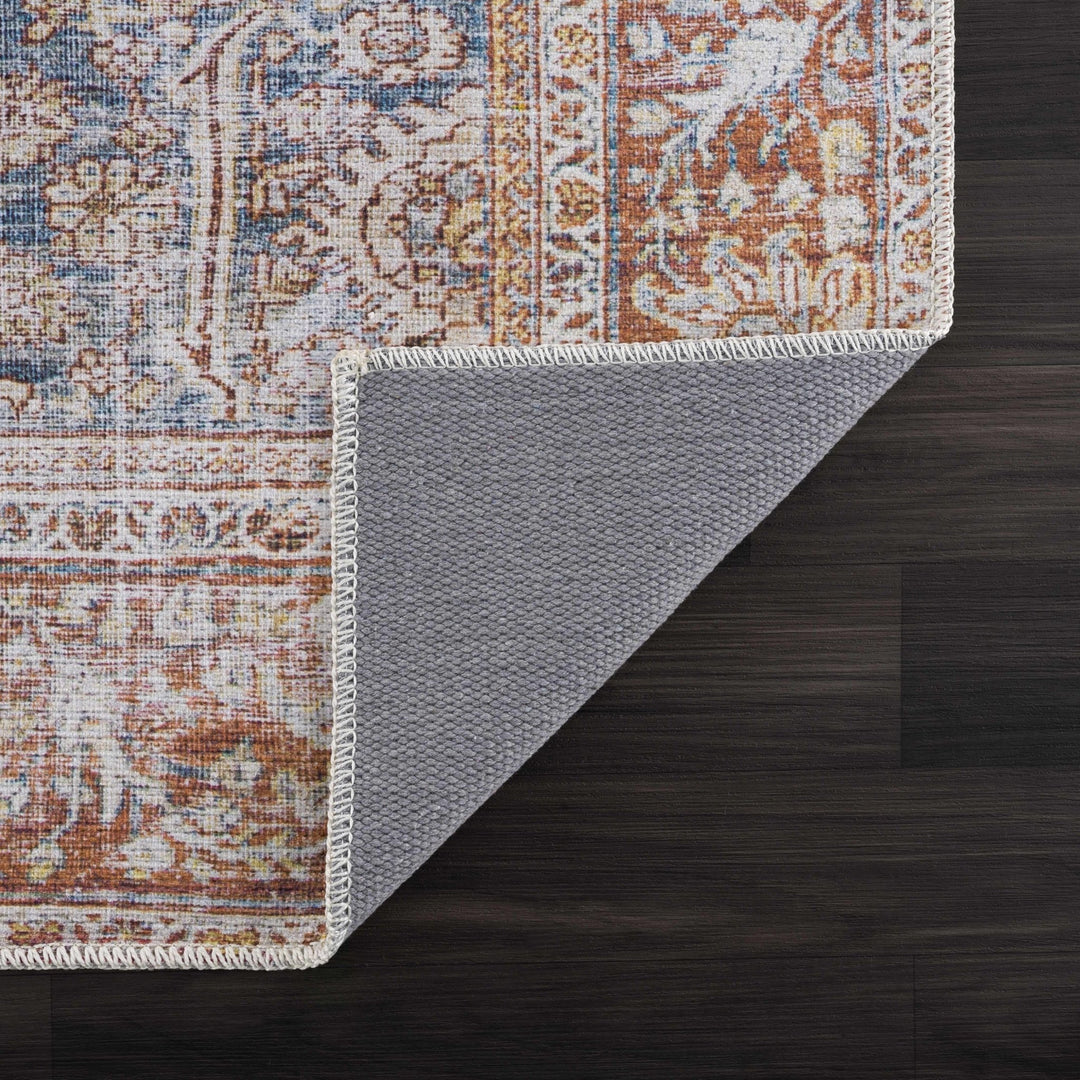 Mair Traditional Brown And Blue Washable Area Rug - The Rug Decor