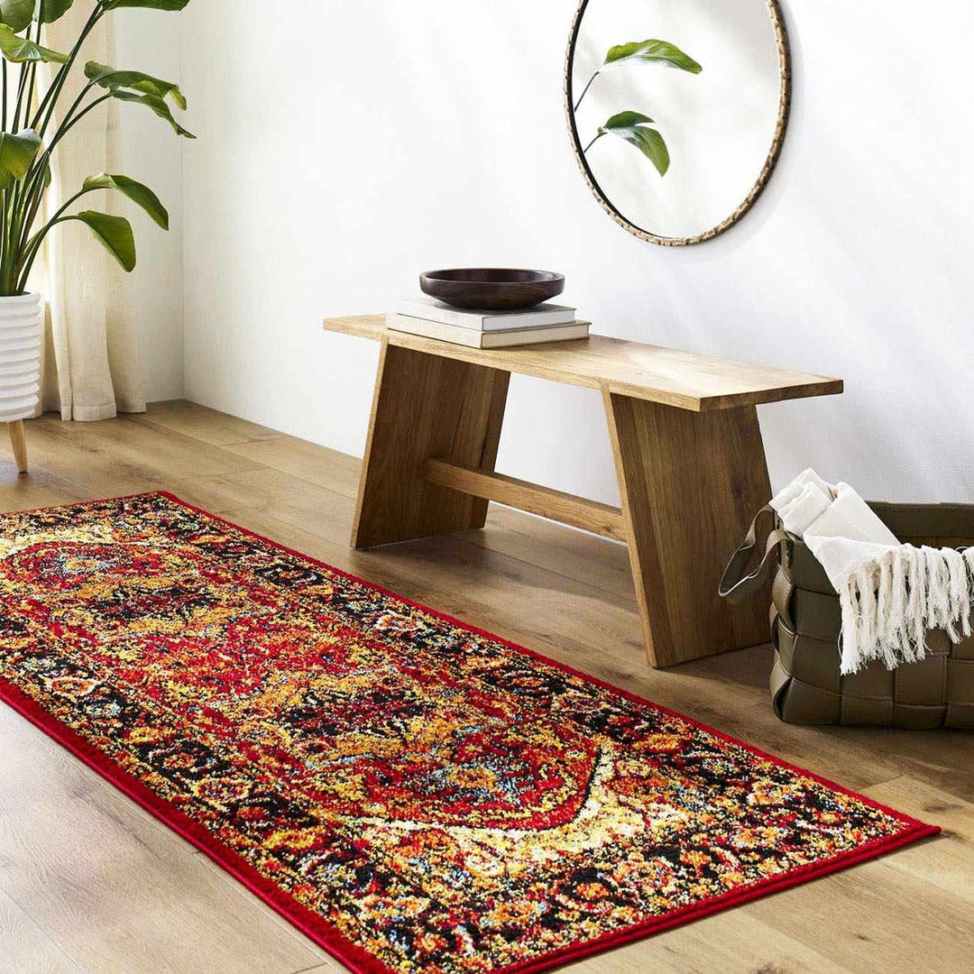 Malpas Traditional Style Red And Black Area Rug