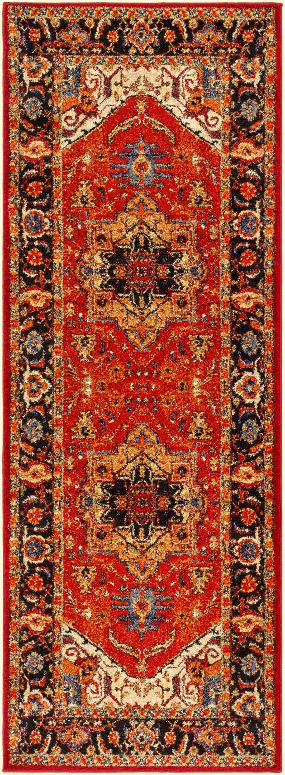 Malpas Traditional Style Red And Black Area Rug