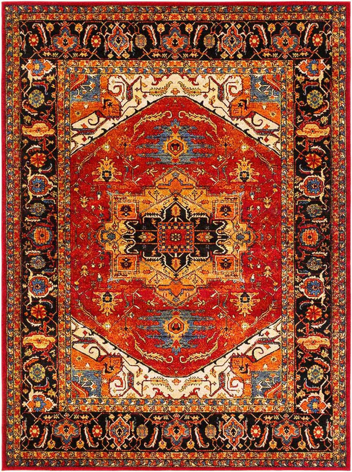 Malpas Traditional Style Red And Black Area Rug