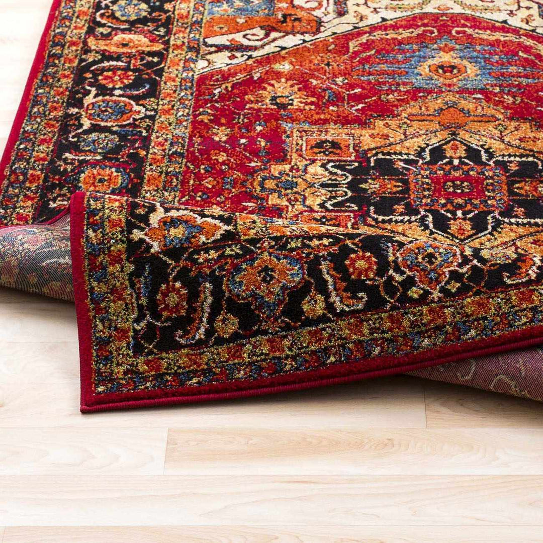 Malpas Traditional Style Red And Black Area Rug