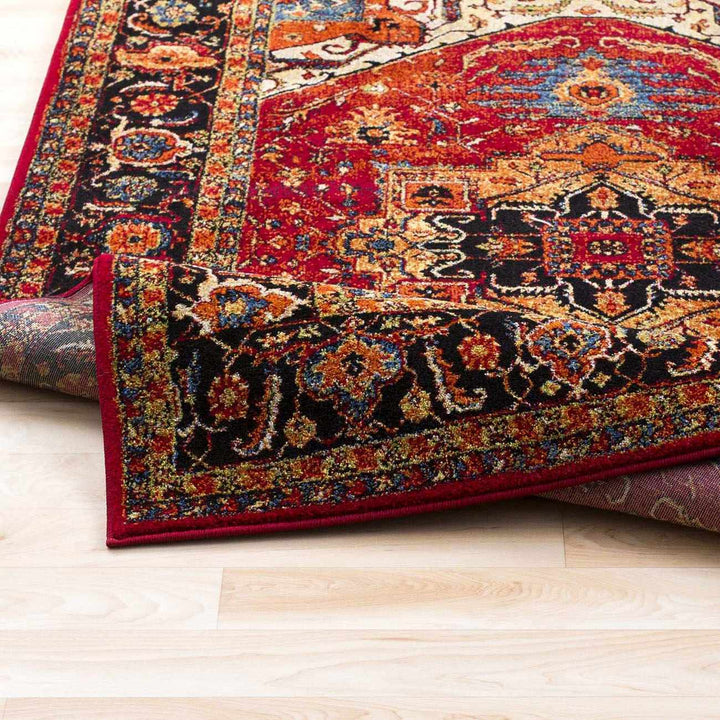 Malpas Traditional Style Red And Black Area Rug