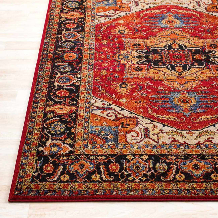Malpas Traditional Style Red And Black Area Rug