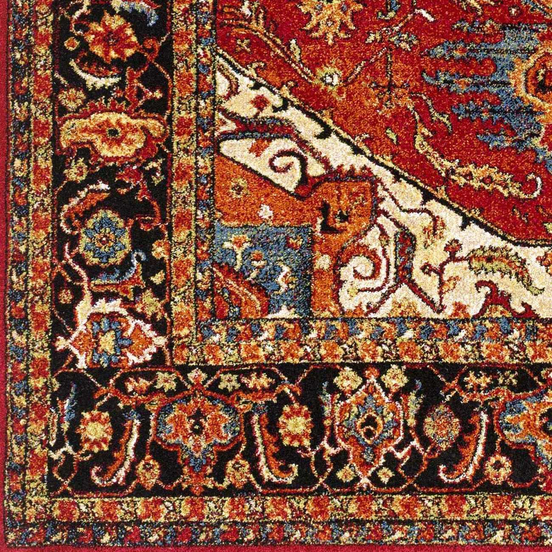 Malpas Traditional Style Red And Black Area Rug