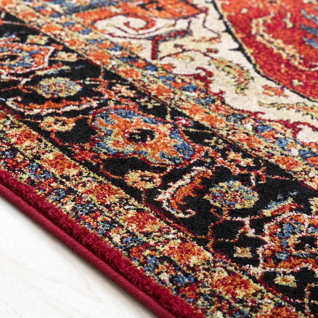 Malpas Traditional Style Red And Black Area Rug
