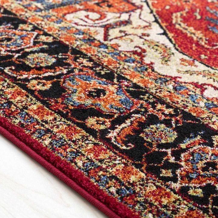 Malpas Traditional Style Red And Black Area Rug