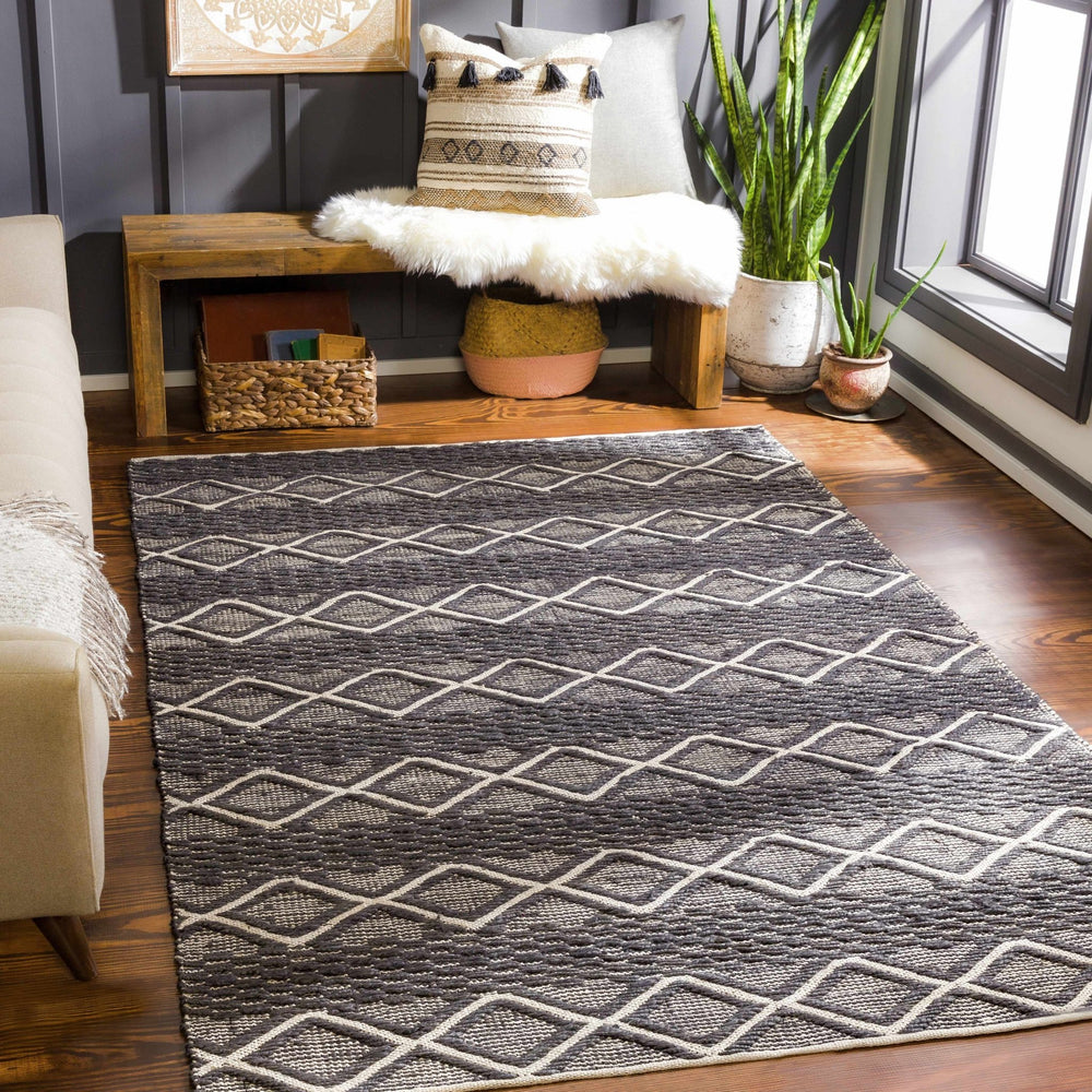 Maluanluan Modern Geometrical Design Charcoal Hand Woven Area Rug - The Rug Decor