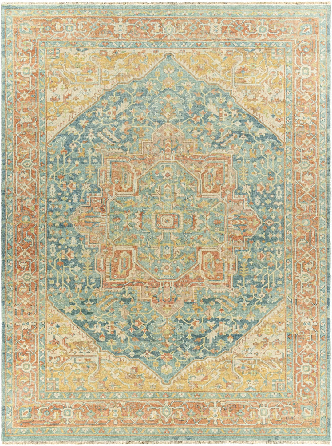 Managa Traditional Camel And Blue Premium Rug - The Rug Decor