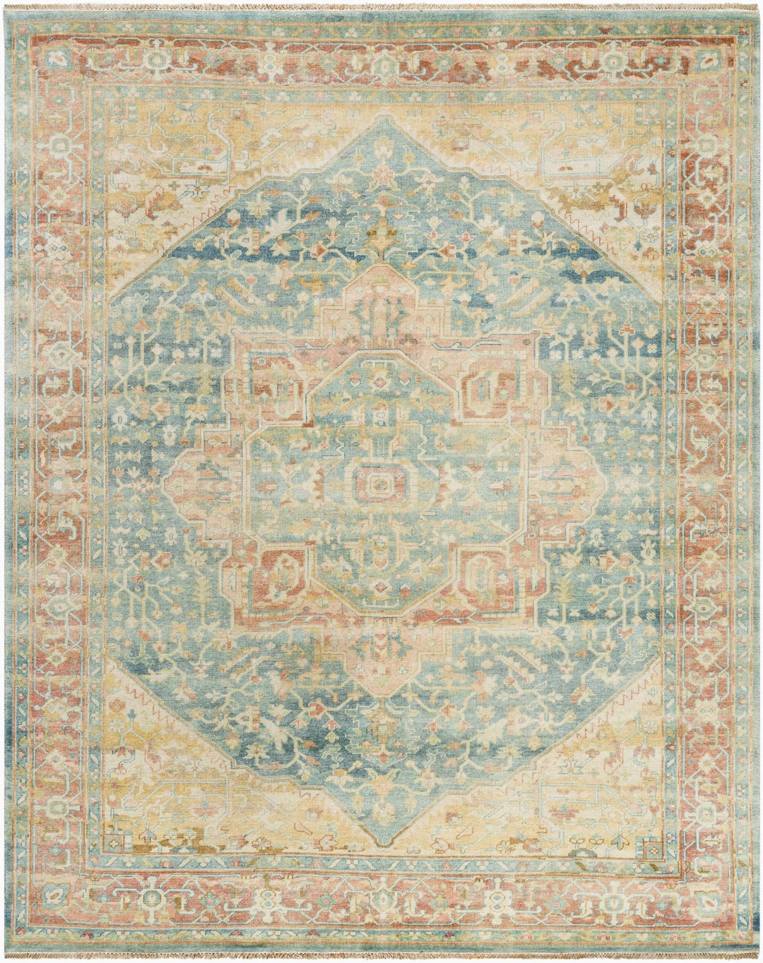 Managa Traditional Camel And Blue Premium Rug - The Rug Decor