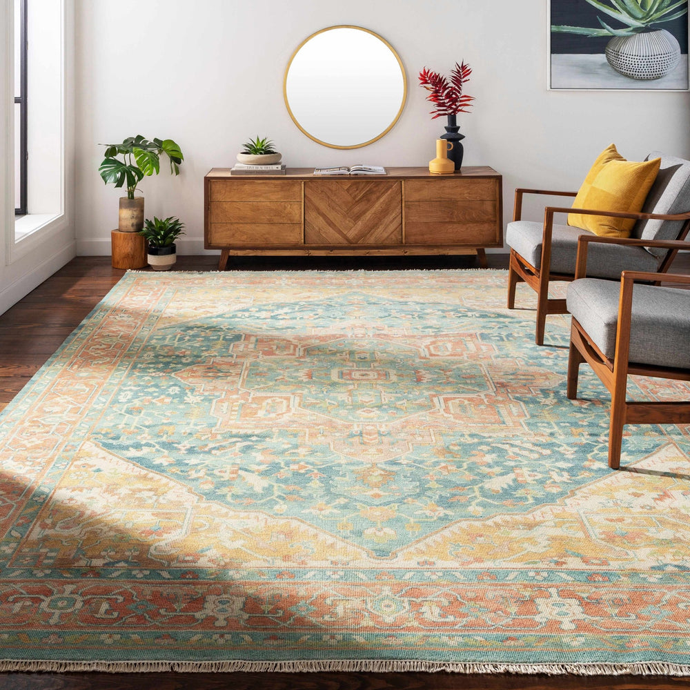 Managa Traditional Camel And Blue Premium Rug - The Rug Decor