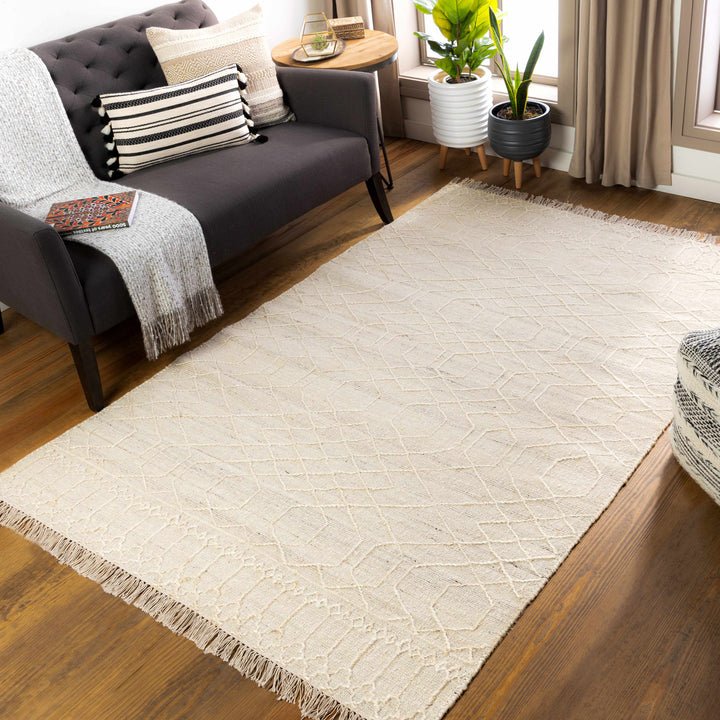 Manby Ivory Modern Geometrical Design Hand Woven Area Rug