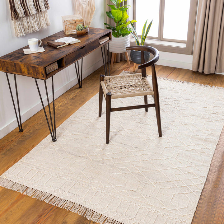 Manby Ivory Modern Geometrical Design Hand Woven Area Rug