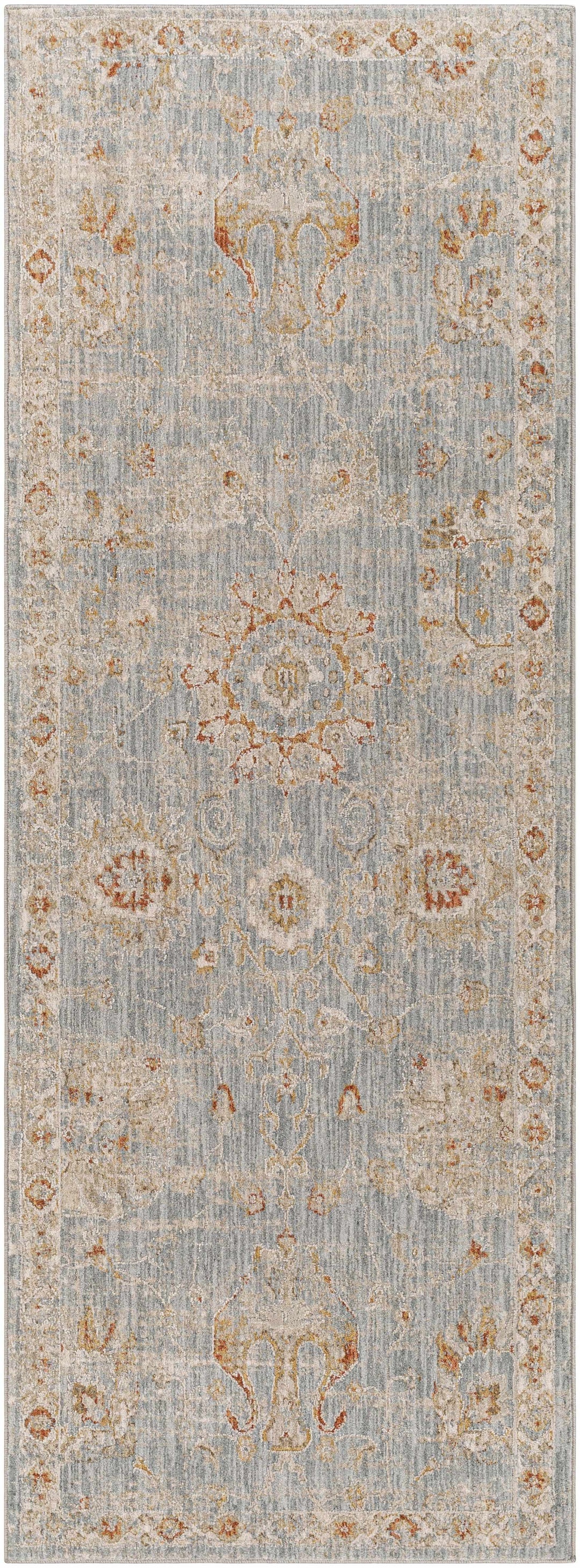 Mangham Blue And Ivory Traditional Style Area Rug