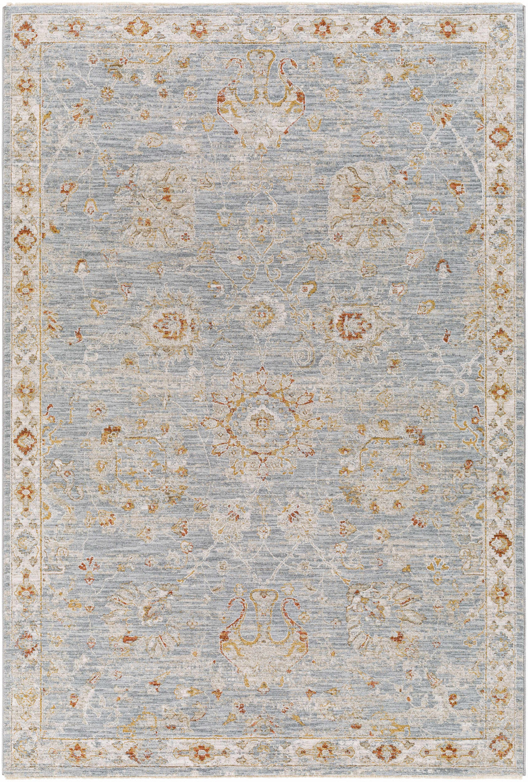 Mangham Blue And Ivory Traditional Style Area Rug