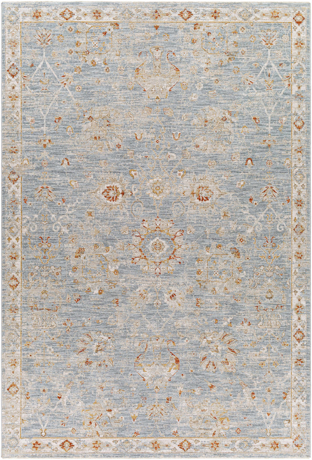 Mangham Blue And Ivory Traditional Style Area Rug