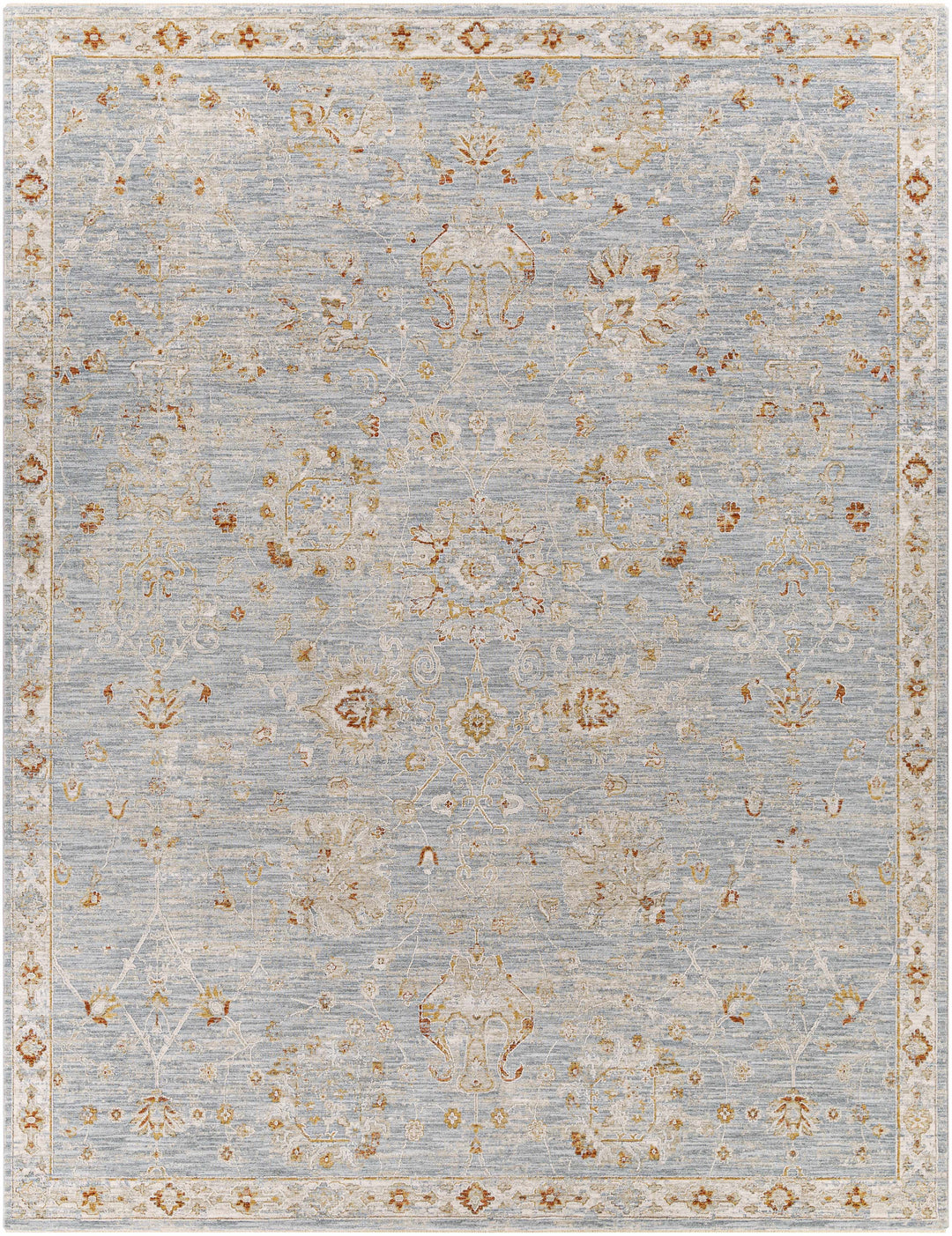 Mangham Blue And Ivory Traditional Style Area Rug