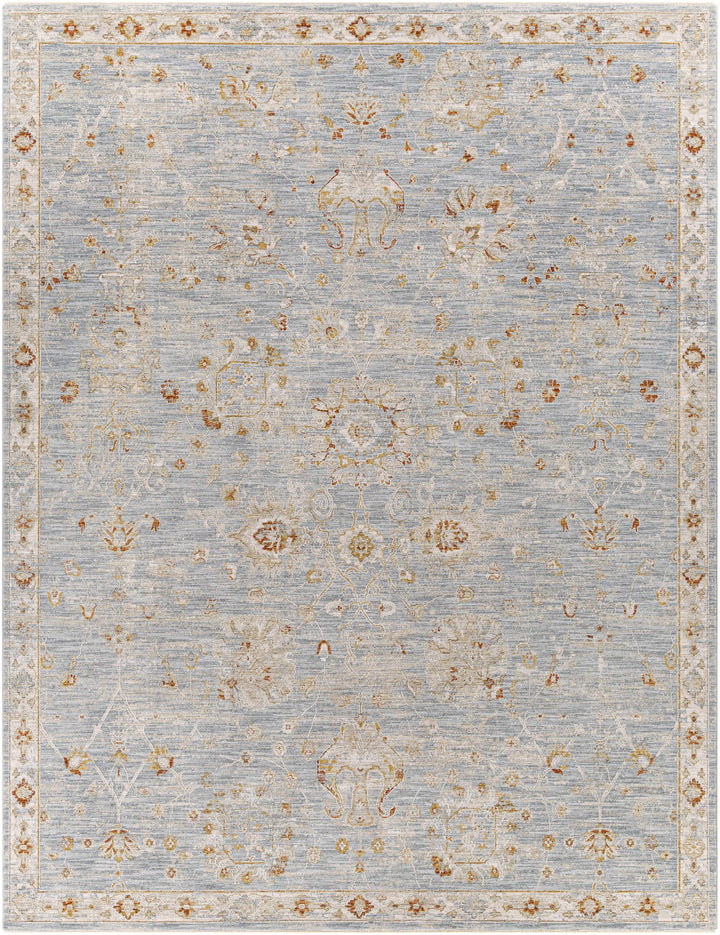 Mangham Blue And Ivory Traditional Style Area Rug